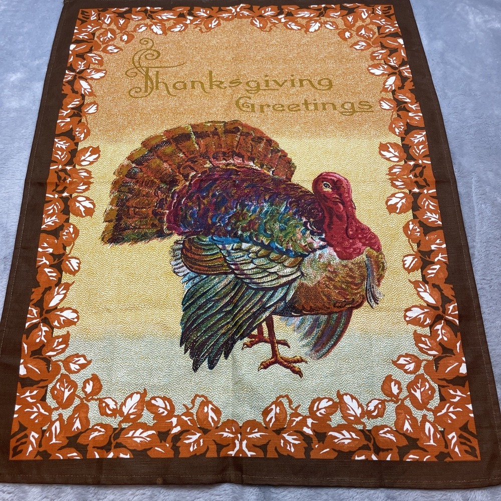 Williams Sonoma Thanksgiving Tea Towel 23"x30" 100% Cotton Turkey Made in Italy
